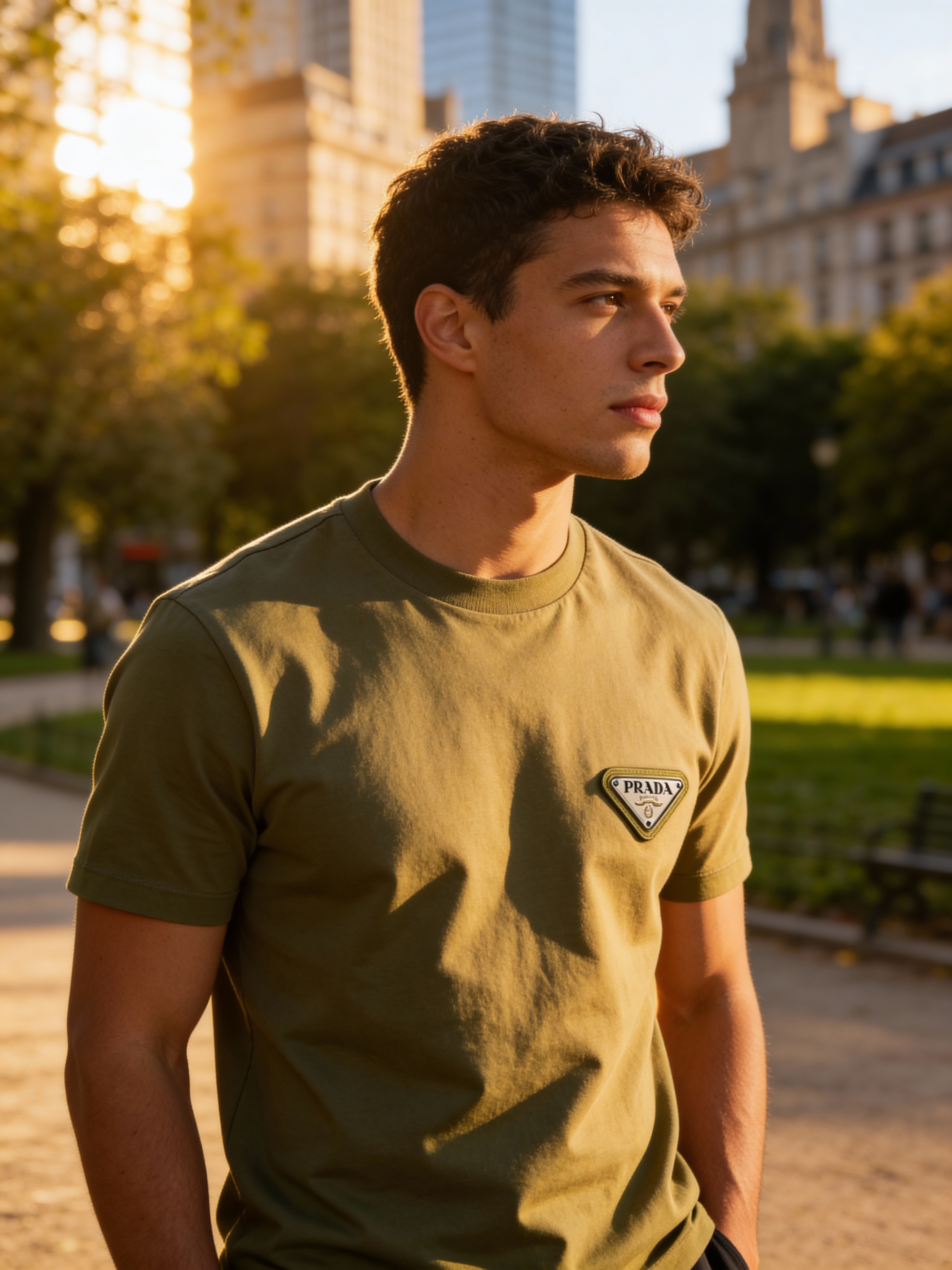 T-SHIRT PRADA GREEN CLASSIC